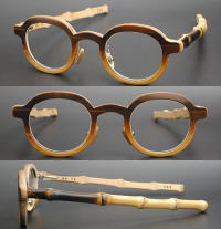 竹製眼鏡フレーム　素材：晒竹、根竹