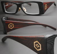 木製眼鏡フレーム　素材：真黒、紅木