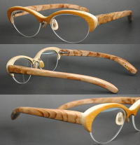 木製メガネ　素材：竹、梁瀬杉
