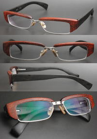 木製眼鏡フレーム　素材：パドック、真黒